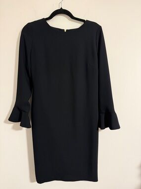 THE FOLD carnaby Black Long Sleeve Ruffle Cuff Shift Dress - Women size 10